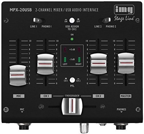 Monacor Stage Line MPX DJ mikser wielokanałowy z stereofonicznym 20usb 3 czterokanałowy płytkowy interfejs USB Czarny MPX-20USB