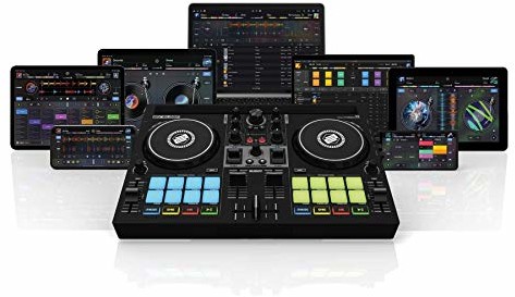 Reloop Buddy kompaktowy 2-kanałowy kontroler DJ do Algoriddim DJay na iOS, PadOS, Android, Mac i PC z padami wydajności RGB, wiosłami FX i kontrolami Neural Mix AMS-BUDDY