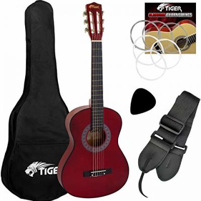 Tiger Music Tygrys 1/4 rozmiar klasyczna gitara zestaw - czerwony CLG5-RD CLG5-RD